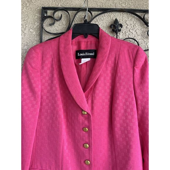 Vintage Louis Feraud Virgin Wool 2 Piece Blazer And Skirt - Size 10 - Pink - Picture 3 of 16